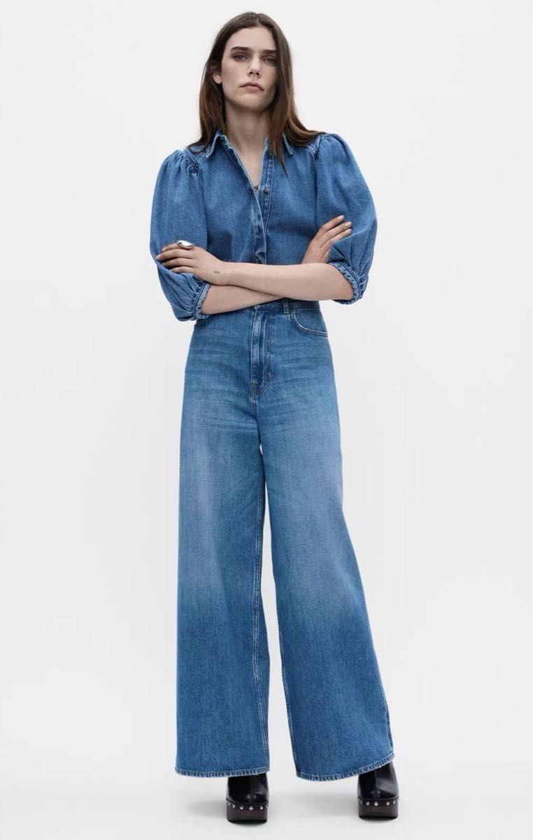 【ZARA】ZWコレクション ハイウエストパラッツォジーンズ 新品 タグ付き】 ザラ ZWコレクション ハイウエスト パラッツォ