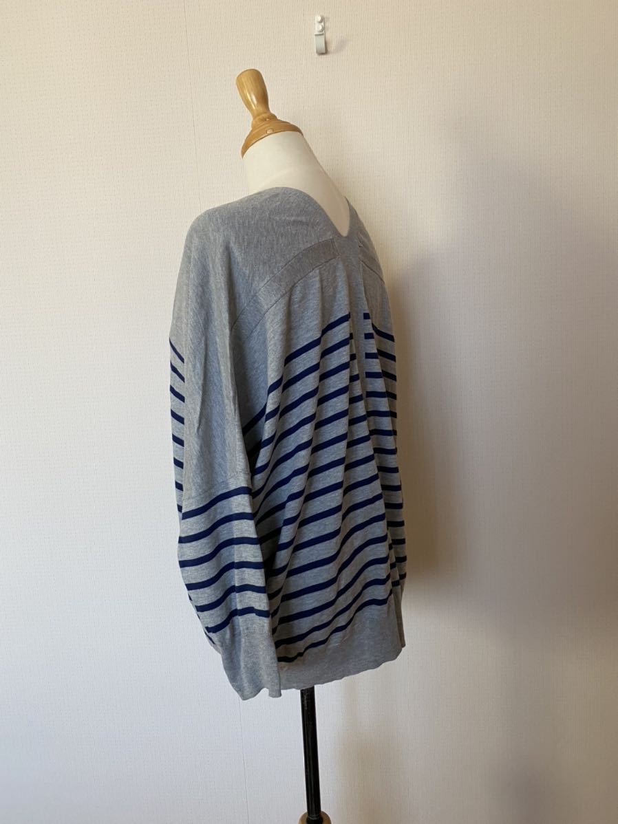  new goods *zucca Zucca cotton knitted border cardigan * gray × navy 