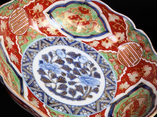 ☆華心☆ BGk-B268mS 大聖寺伊万里 金襴手 寿紋に金唐草 吉祥紋の図 膾