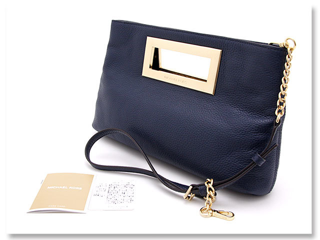  unused goods Michael Kors clutch bag 2way leather chain shoulder 35T2GBKC2L MICHAL KORS handbag navy navy blue blue 