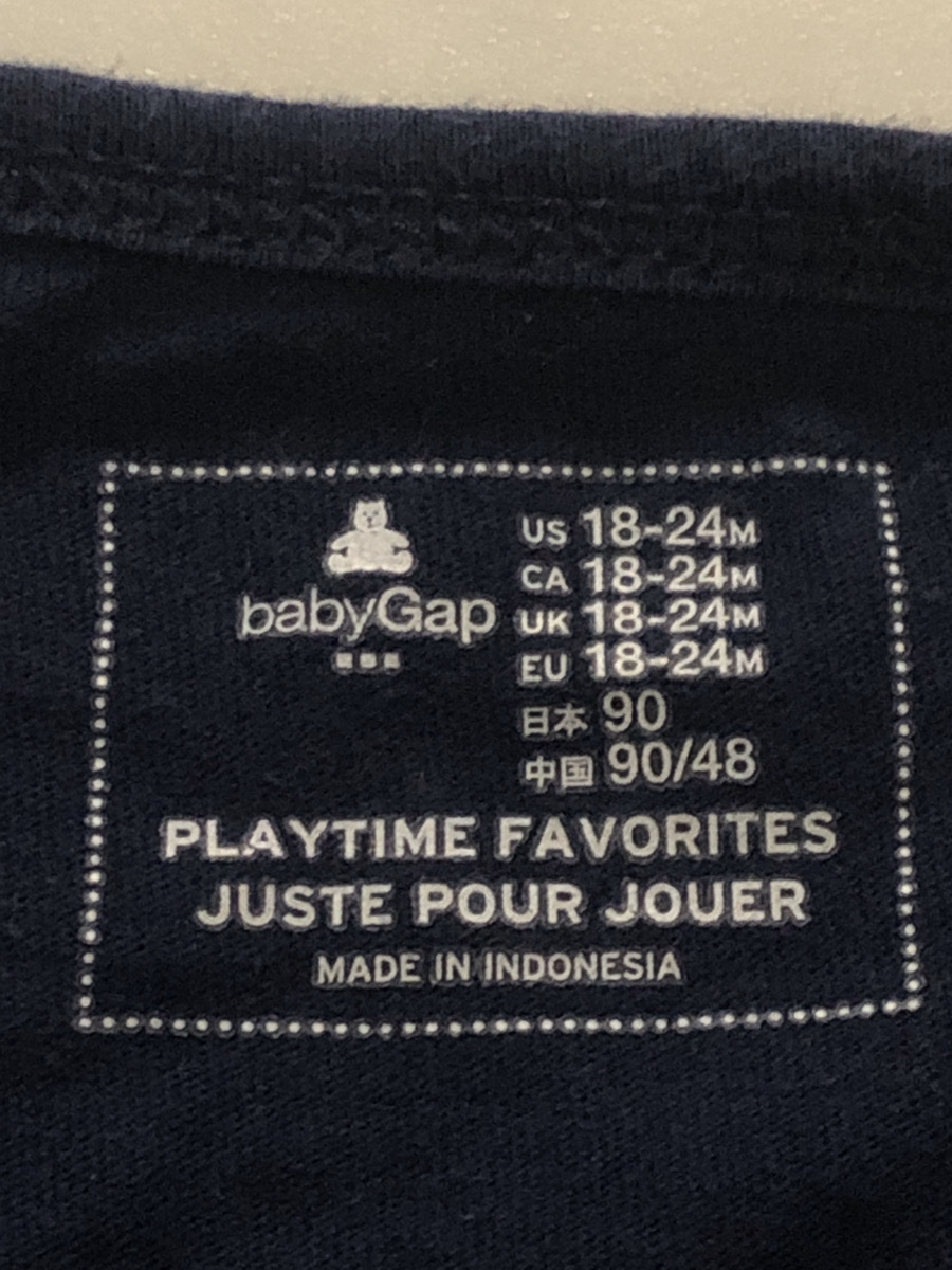 GAP ギャップ ベビー Tシャツ 長袖 ネイビー系カラー トップス シンプルデザイン 着心地良い 90cm Mサイズ【アウトレット】Q9_画像3