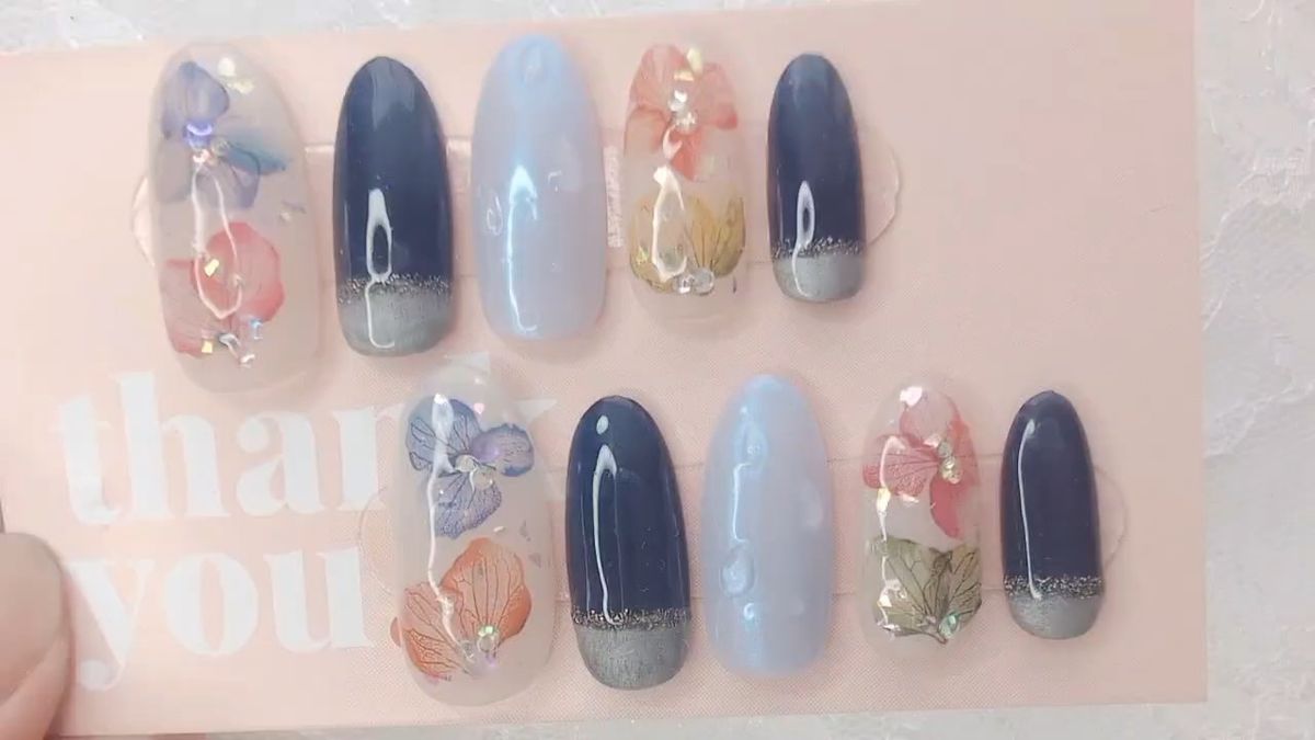 *ネイル 紫陽花×雨×水滴