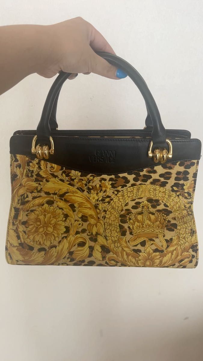 ジャンニヴェルサーチ VERSACE レオパード ハンドバッグ ビンテージ