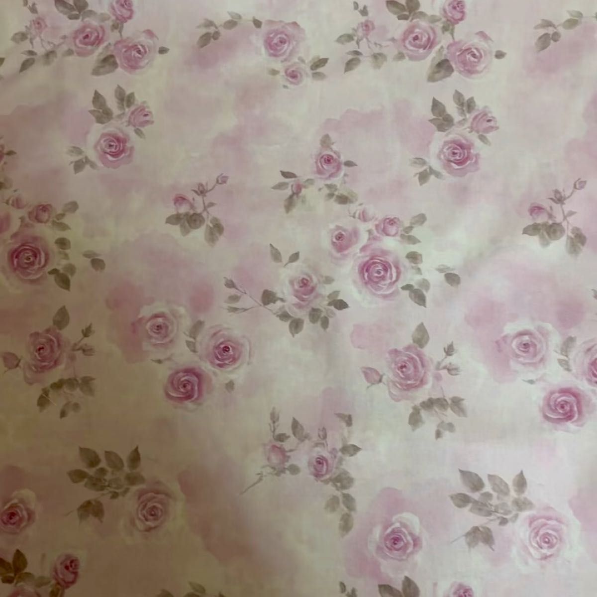 長さ100cm*110cm(幅) 新柄 水彩風 薄紫色薔薇コットン生地プリント生地ハンドメイド用 シーチングハギレ生地