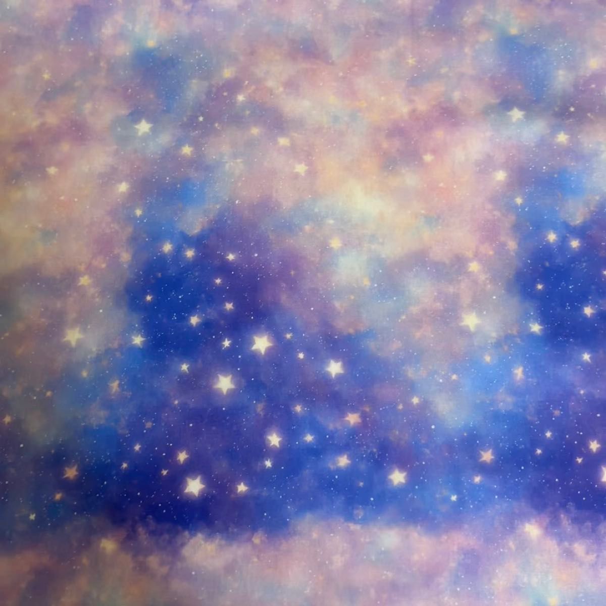 長さ100cm*110cm(幅)春夏新柄 ブルー紫星空コットン生地プリント生地ハンドメイド用 シーチングハギレ生地