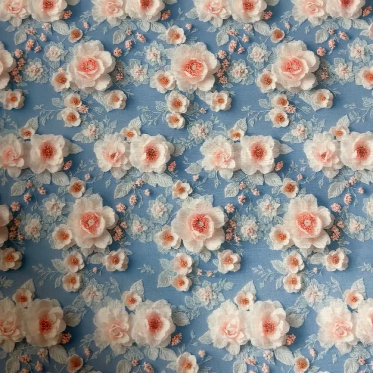 長さ100cm*110cm(幅) 3D立体感白花ハナミズキコットン生地プリント生地ハンドメイド用 シーチングハギレ生地