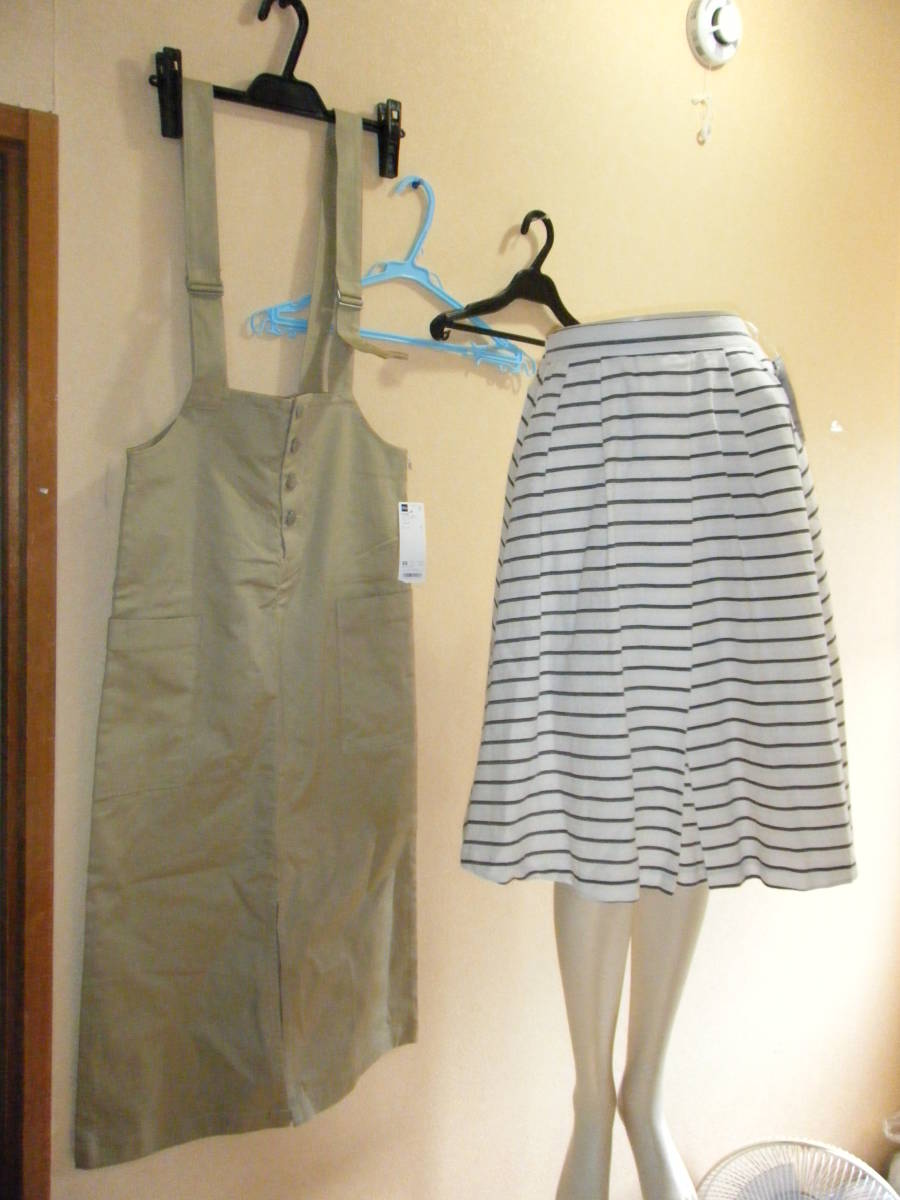 新品 2枚セット まとめ売り GU ジーユー スカート サロペットスカート ボトム XS メ8178_画像1