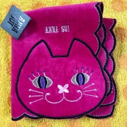 ANNA SUI　アナスイ タオルハンカチ 濃p猫_画像1