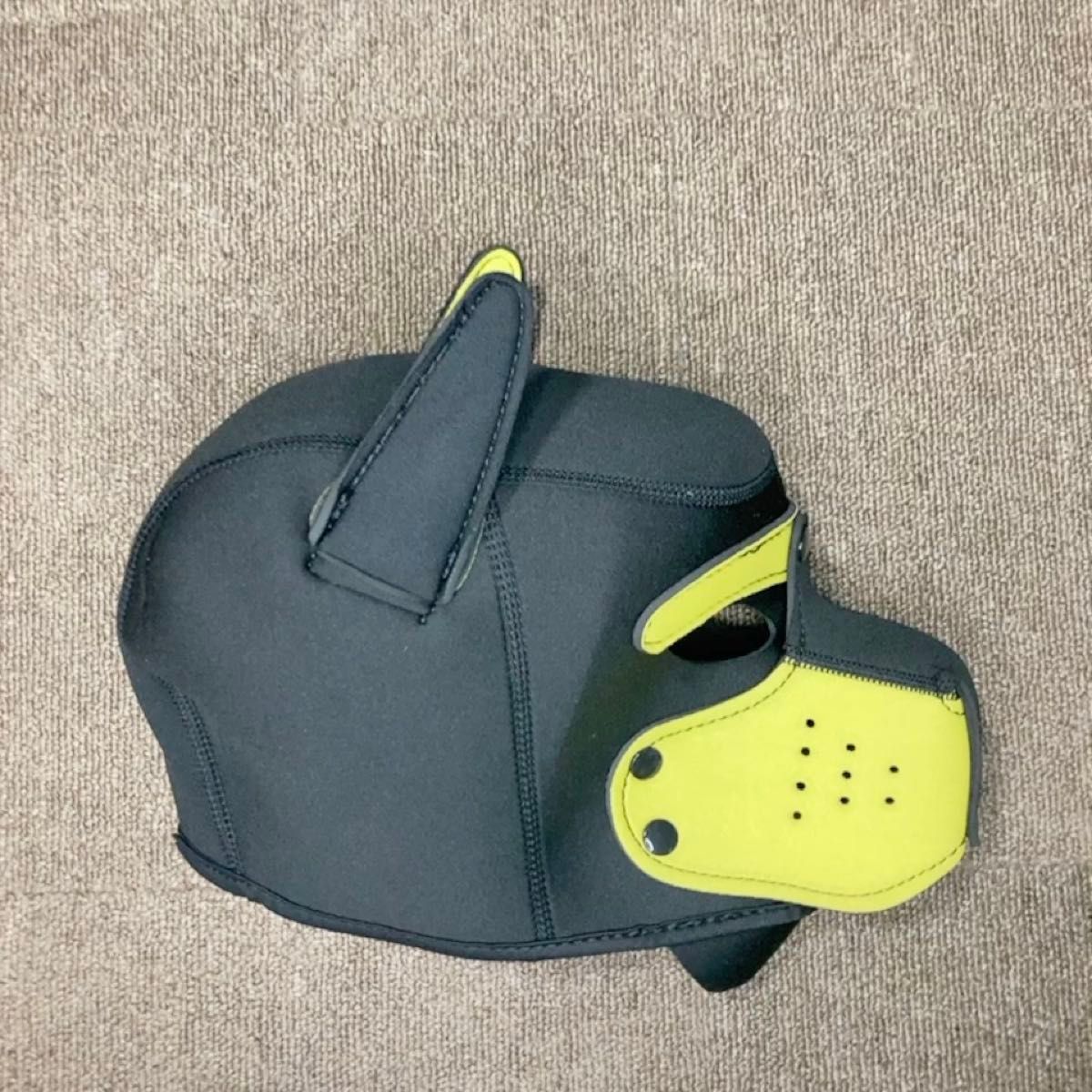【MJocks】犬 マスク イエロー 黄色 コスプレ 変装 パーティ 取り外し可能 首輪
