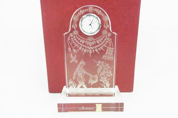 B455-J35-968 MEISSEN マイセン アラビアンナイト 千夜一夜物語 クリスタル クォーツ 置時(shí)計(jì) 現(xiàn)狀品