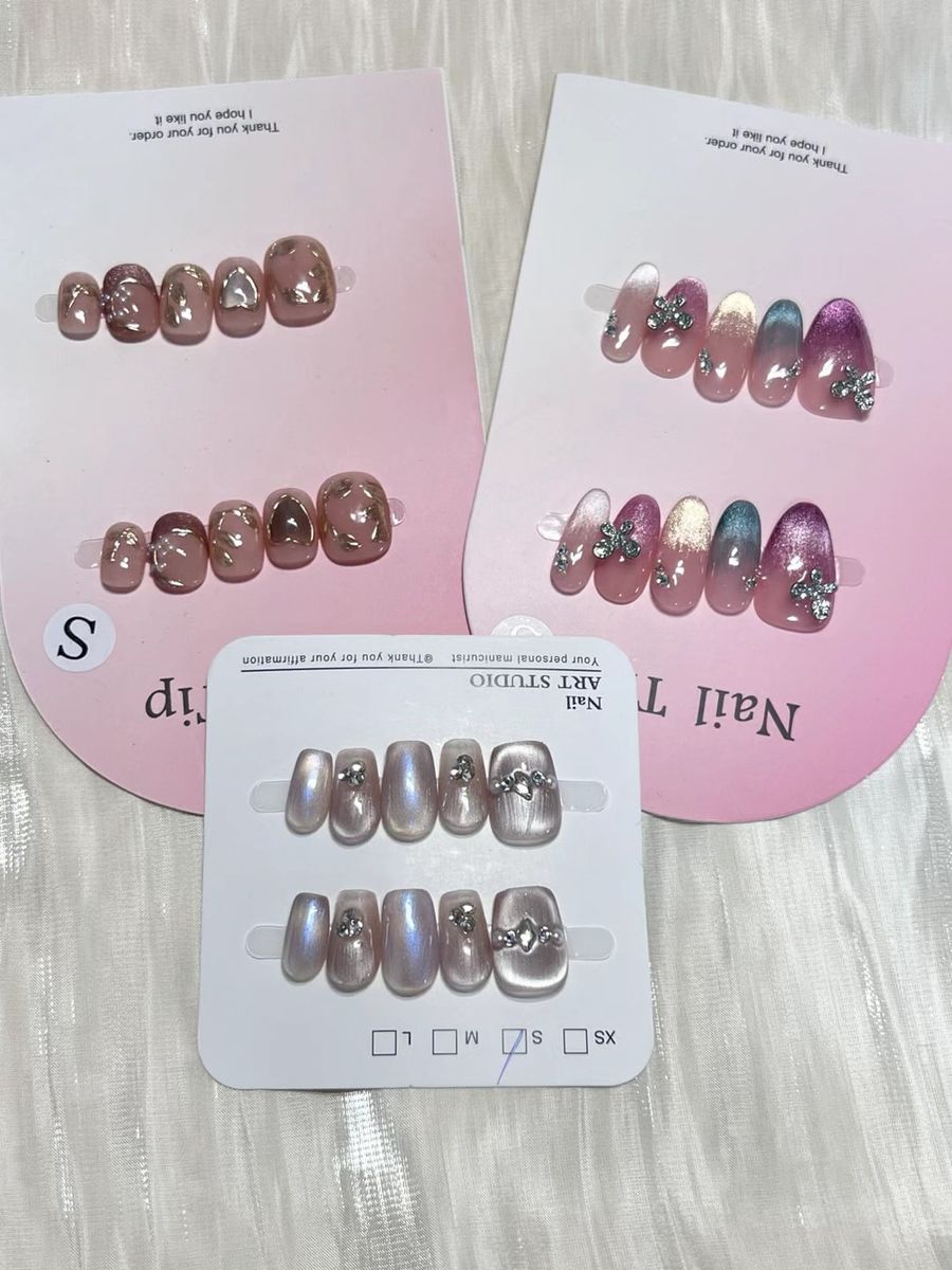 ネイルチップ10枚入り3セット XS、S、Mサイズ ハンドメイド 高品質