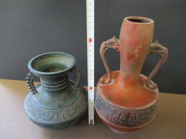 銅製品　花瓶　古美術品　時代品　骨董品　レトロ　オブジェ　2個セット＊T15_画像4