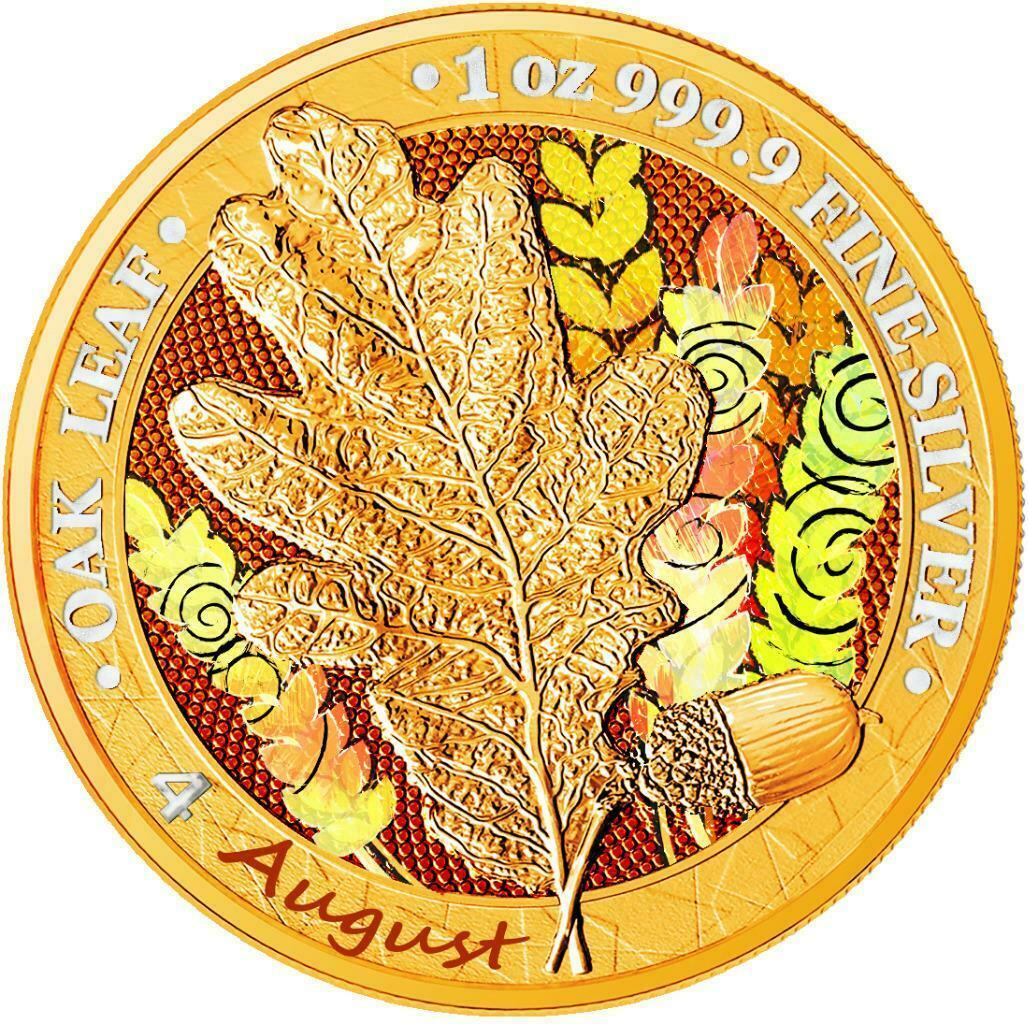 タイムセール！】 ドイツ 2019年 銀貨 5マルク Oak Leaf - 12 Months Series -August @5-44 オセアニア  - www.itcivilis.es