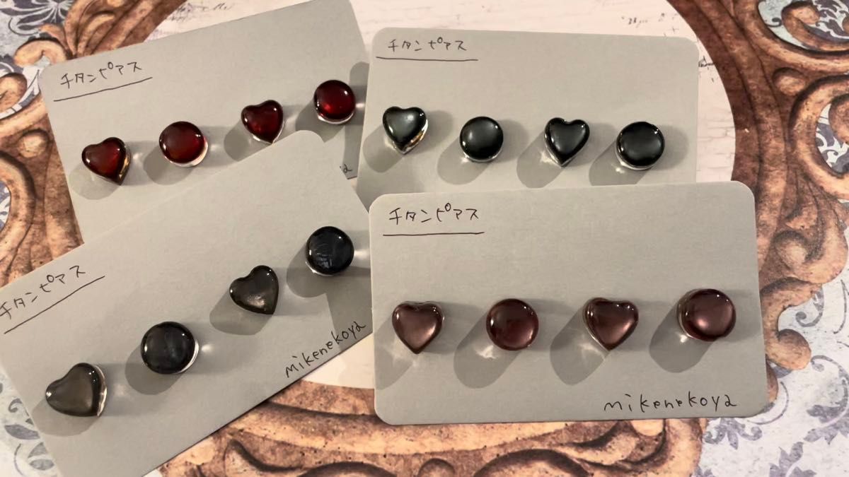 ハート 丸 ピアスセット③
