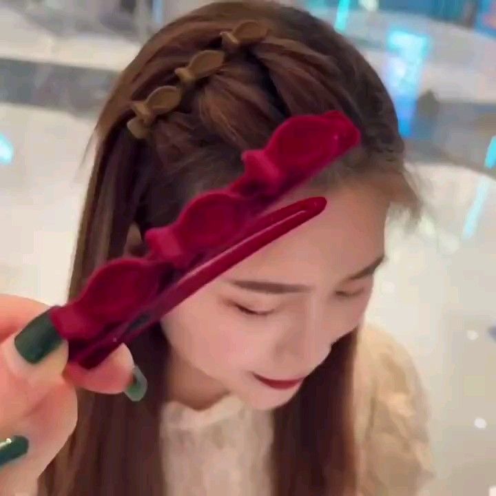 【3本セット】編み込み風 3連 ヘアクリップ 可愛い ヘアピン ヘアゴム 髪飾り おしゃれ ヘアアクセサリー ネット