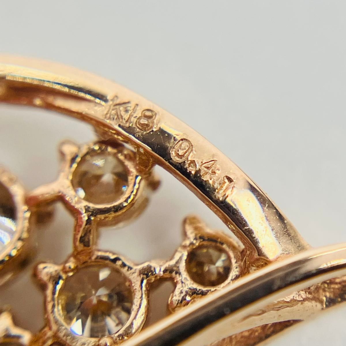 美品 K18PG ダイヤモンド ネックレス D:0.41ct