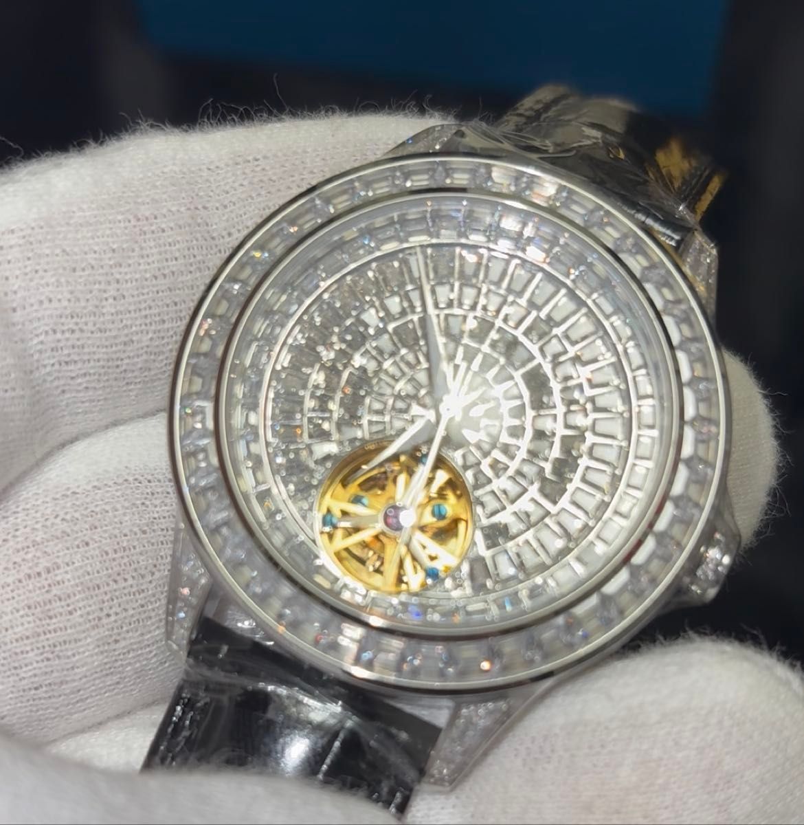 HAEMMER 自動巻き 腕時計 CZ ウォッチ フルダイヤ (人工ダイヤモンド)ブリンブリン