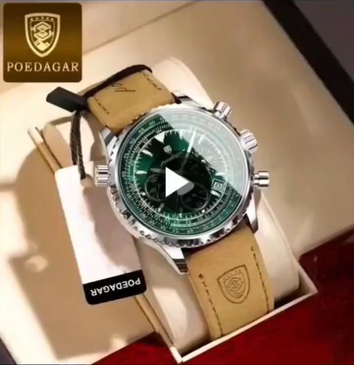 POEDAGAR クオーツ腕時計 クロノグラフ 防水 発光 耐衝撃 カレンダー ビジネス クォーツ タキメーター