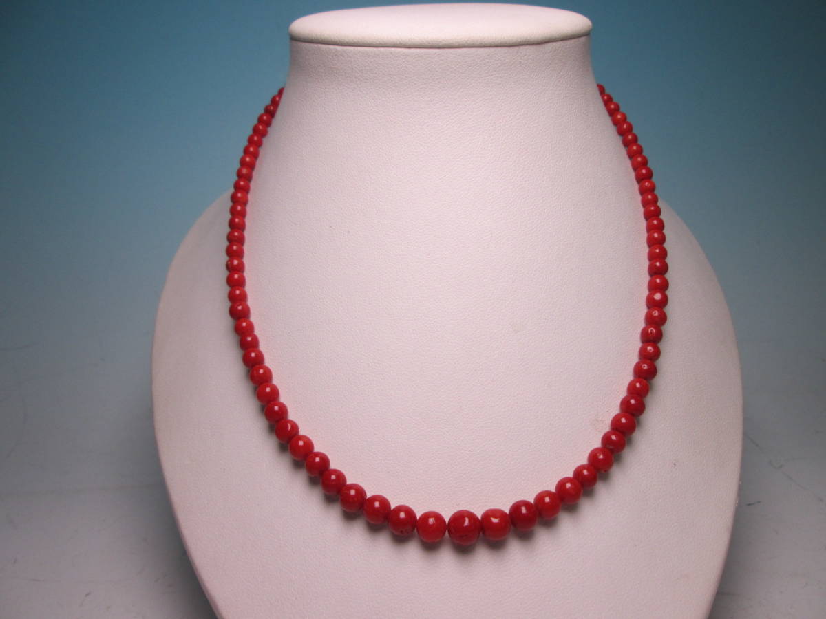 *SILVERbook@... red .. sphere 4mm~7mm. necklace 16,11g