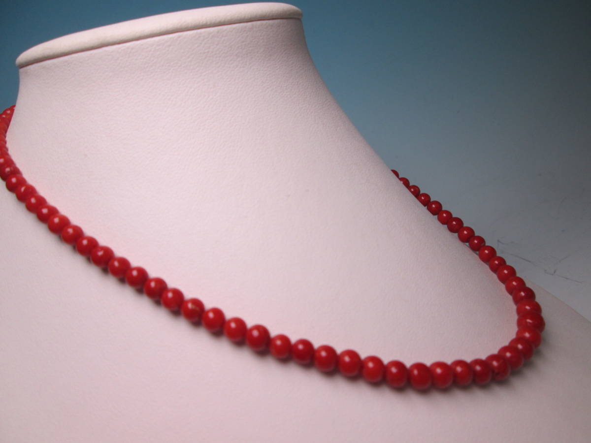 *SILVERbook@... red .. sphere 4mm~7mm. necklace 16,11g