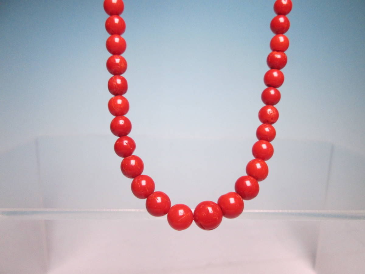 *SILVERbook@... red .. sphere 4mm~7mm. necklace 16,11g