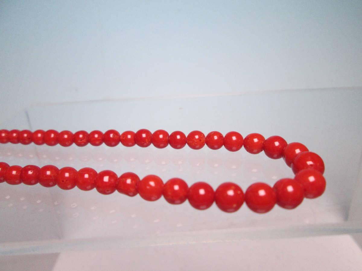 *SILVERbook@... red .. sphere 4mm~7mm. necklace 16,11g