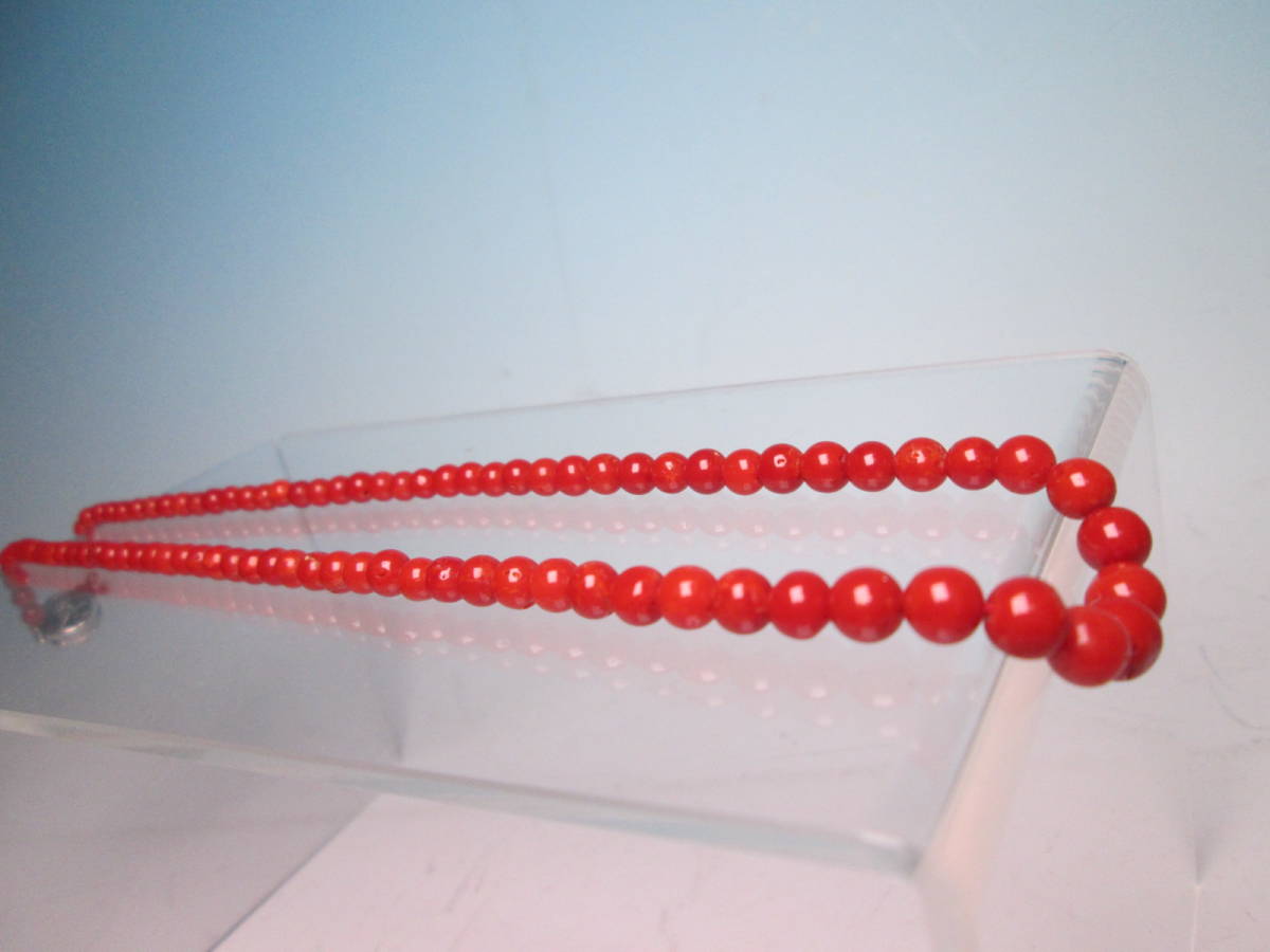 *SILVERbook@... red .. sphere 4mm~7mm. necklace 16,11g