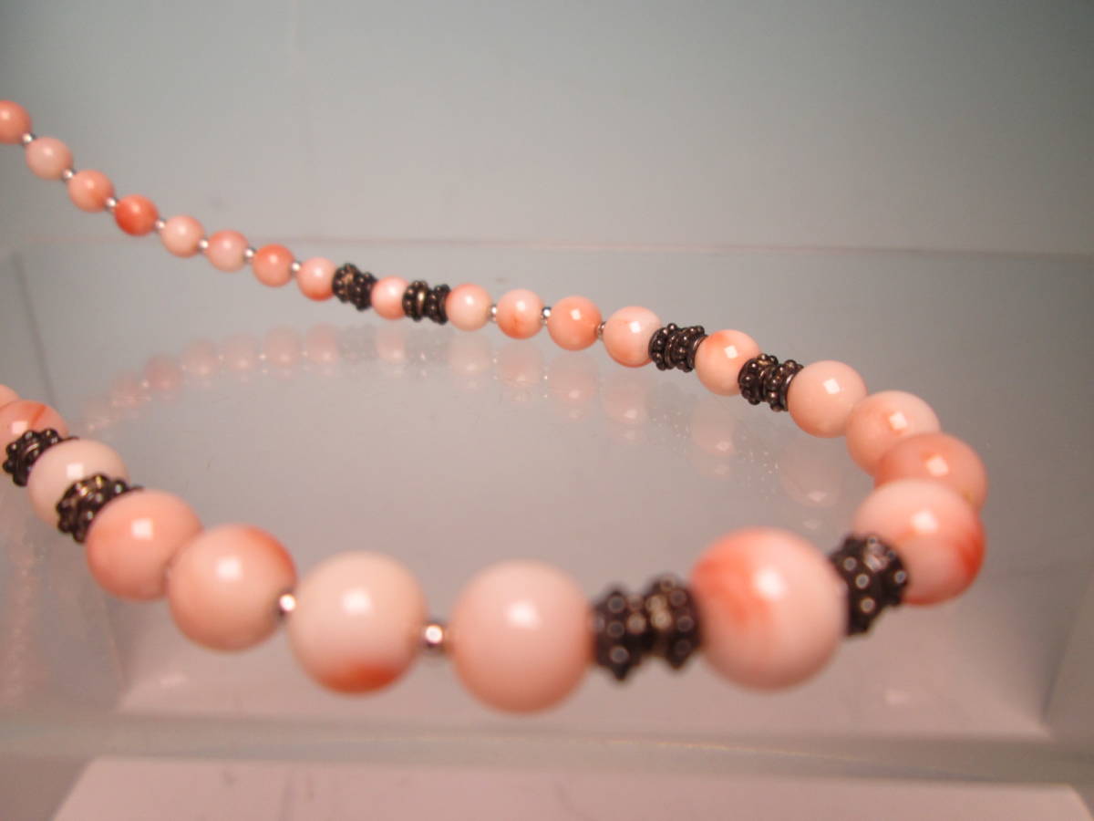 *book@.. silver made pink .. sphere. design necklace 18g
