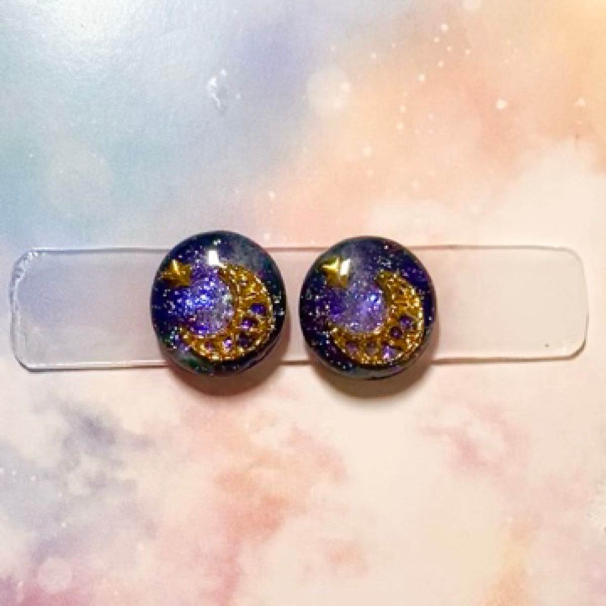 価格相談◎! キラキラ宇宙のピアス イヤリング レジン アクセサリー ハンドメイド