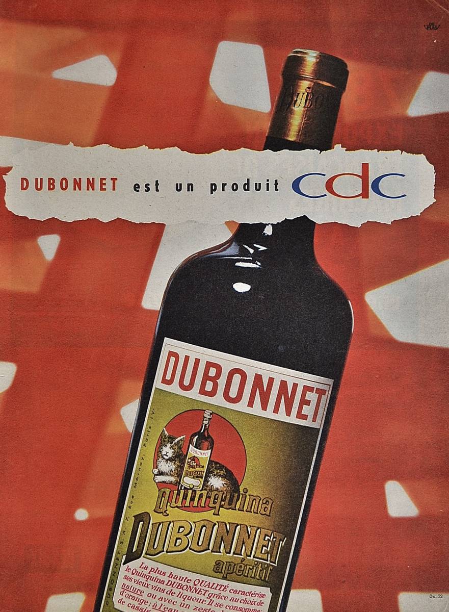 稀少！1958年Dubonnet広告/デュボネ/アペリティフワイン/酒/猫/41 _画像1