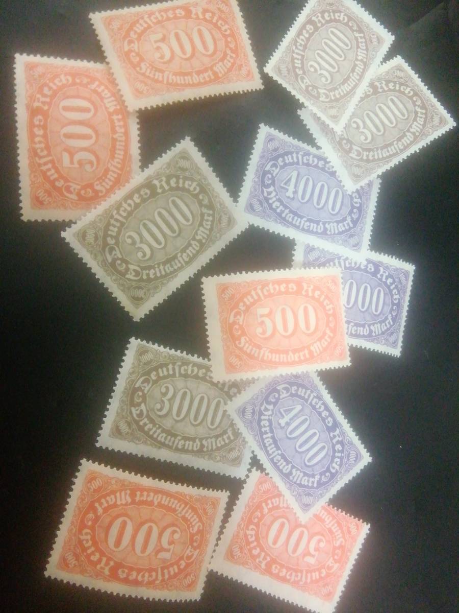 ドイツ、1921/23年頃の通常インフレ切手、各種約290枚ロット、未使用_画像7
