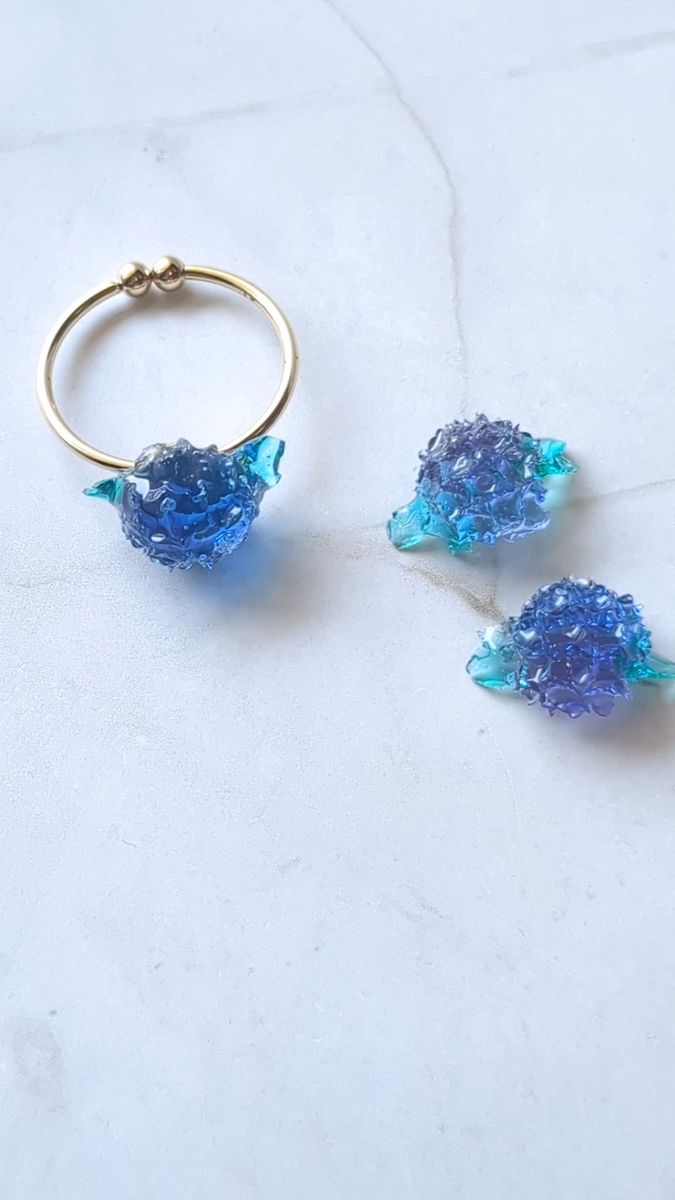 861 紫陽花リングとピアスイヤリング