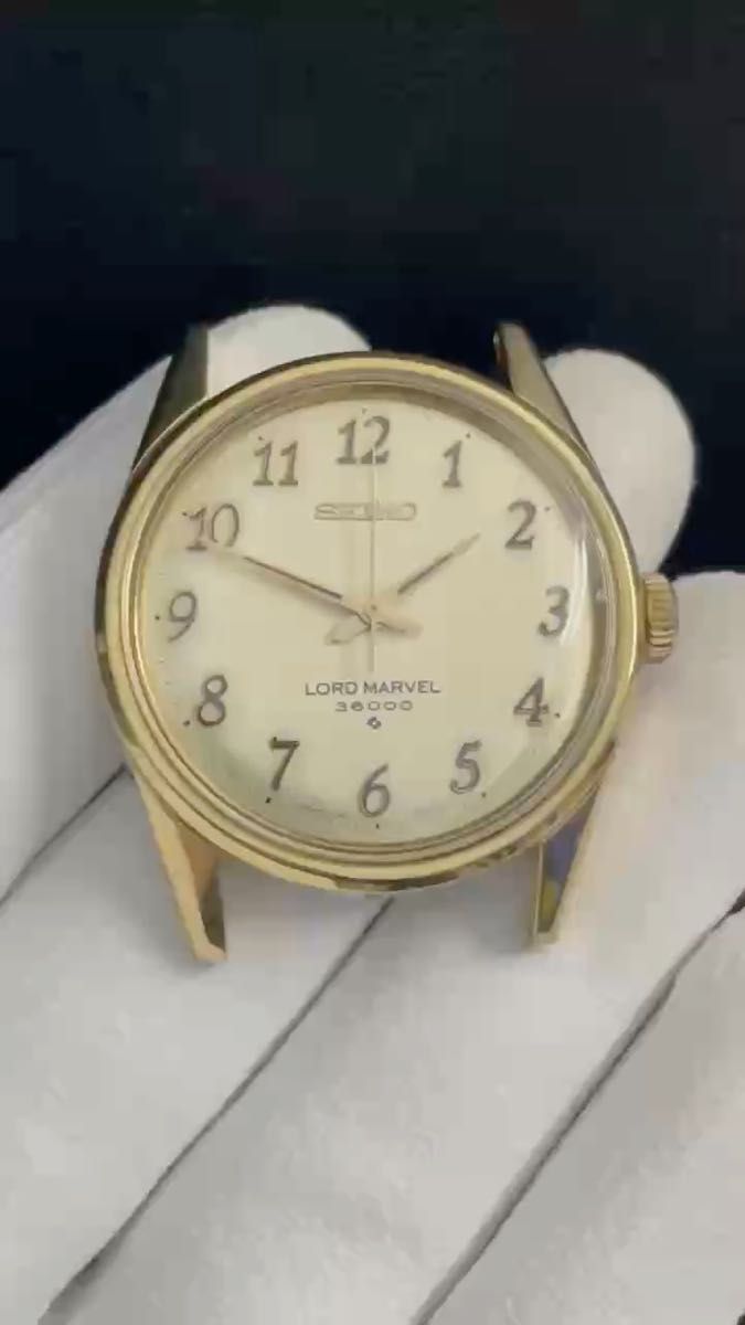 SEIKO Lord Marvel 36000 手巻き時計, オリジナルの金メッキSPGケースは、まだ美しく、剥がれていません。