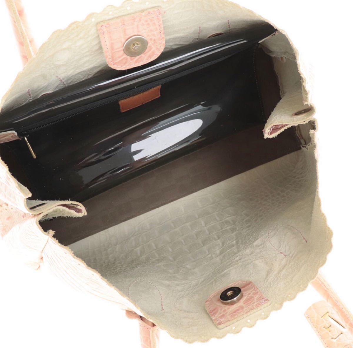 【最終お値下げ】 FURLA フルラ クロコダイル型押しレザートートバッグ　