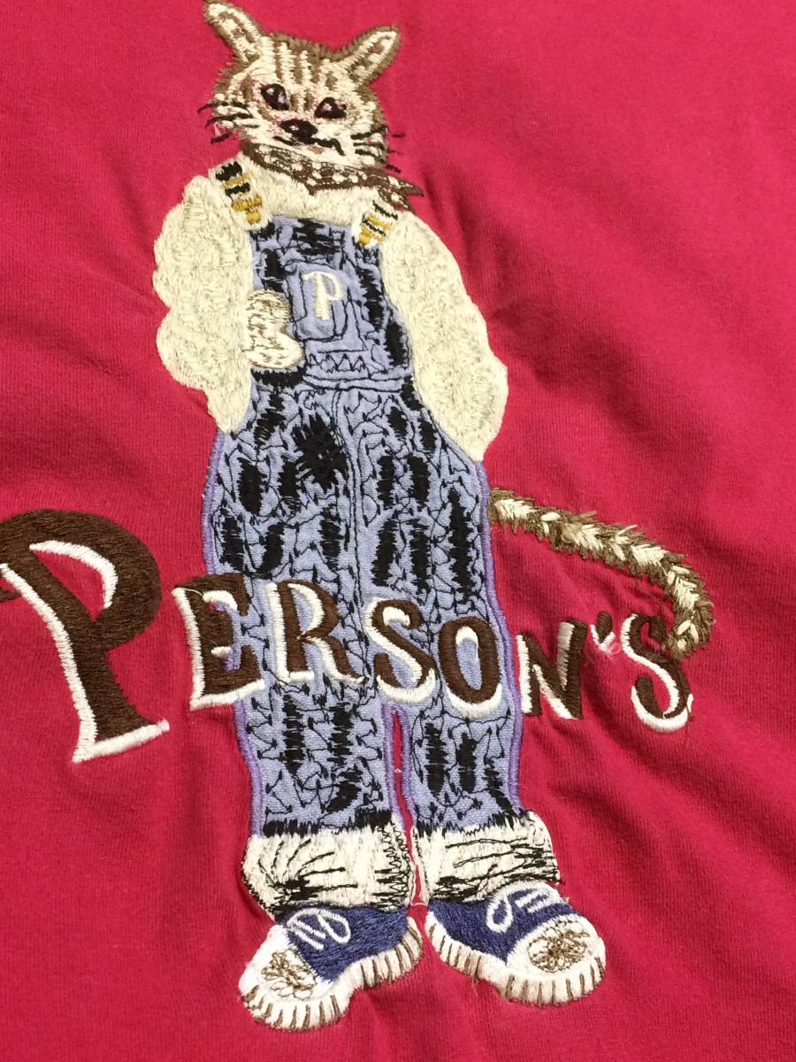  Person's PERSON\'S футболка кошка кошка вышивка 1980 годы PERSON\'S оригинал герой DENIM CAT редкость 