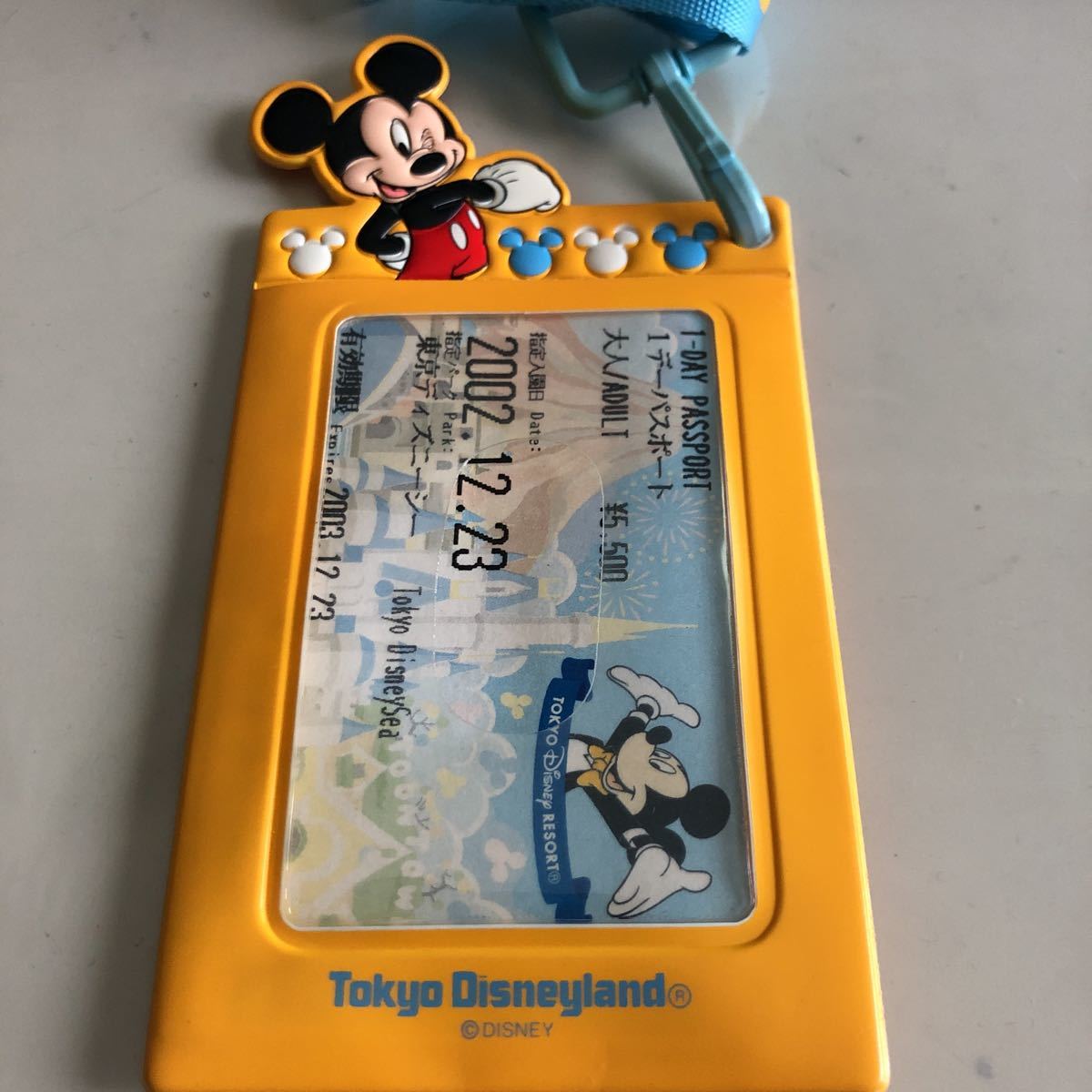 東京ディズニーランド チケットホルダー ネックストラップ ミッキーマウス 使用済みパスポート付