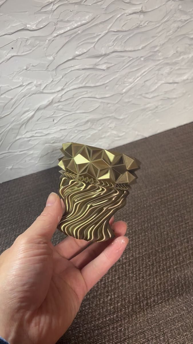 3Dプリンター植木鉢 錐drape M GOLD