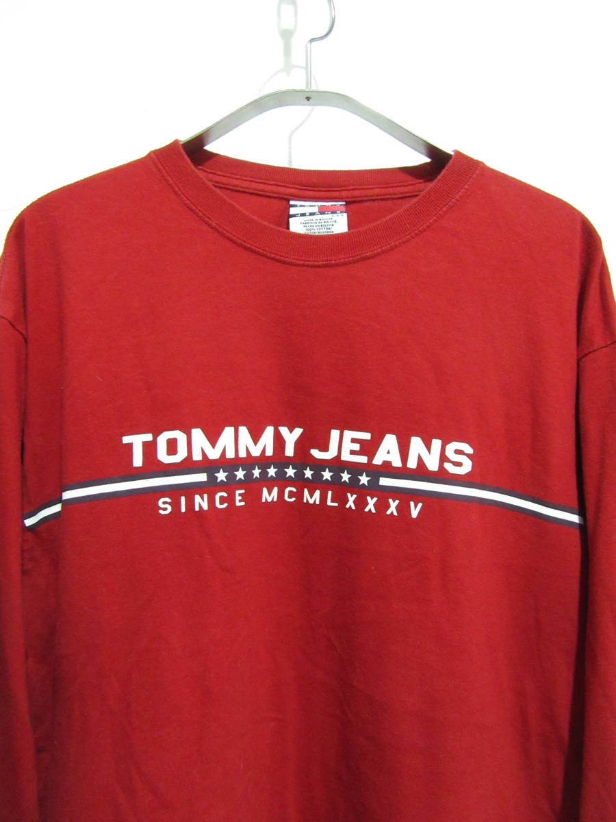 送料無料☆Tommy Jeans☆ロゴプリント入りロンTee☆L☆赤☆ストリート☆トミージーンズ☆_画像2