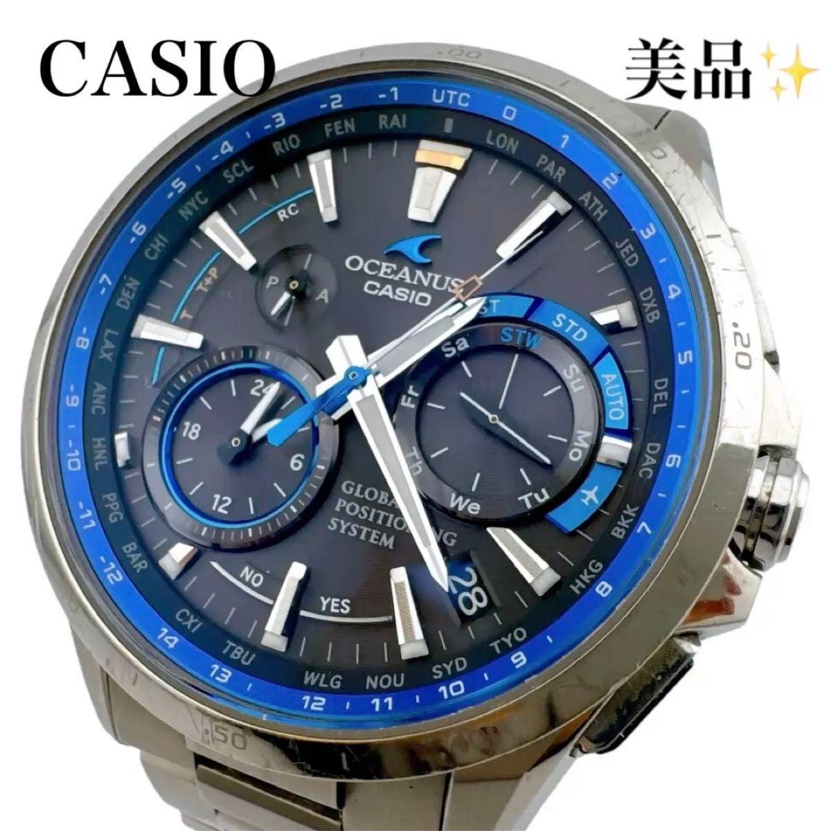 稼働◇カシオ OCW-G1000 電波ソーラー オシアナス 腕時計 日本製 OCEANUS メタルバンド 標準電波 自動受信
