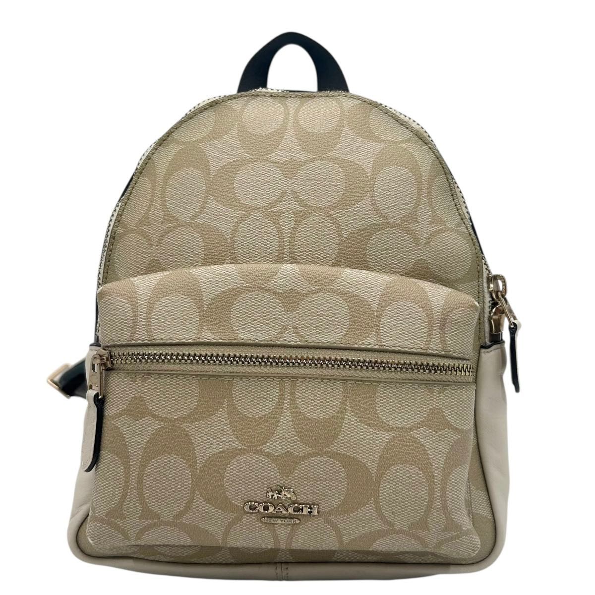 COACH コーチ リュック pvc シグネチャー 白 ベージュ ゴールドロゴ COACH コーチ リュック pvc シグネチャー 白 ベージュ ゴールド