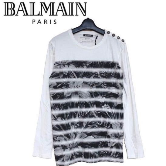 新品未使用】 確実正規品 BALMAIN バルマン フローラル ボーダー T