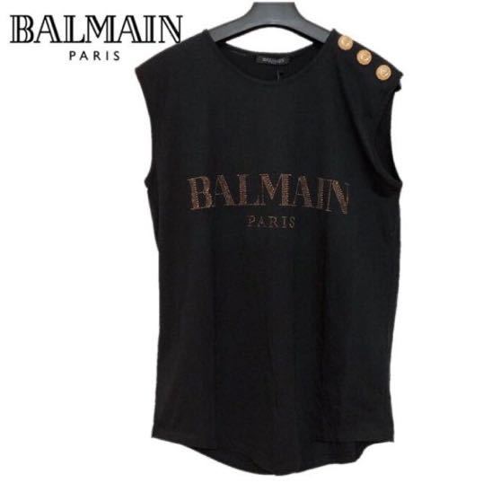 【新品未使用】 確実正規品 BALMAIN　バルマン ロゴ タンクトップ ブラック 黒 レディース 36 Ｓ