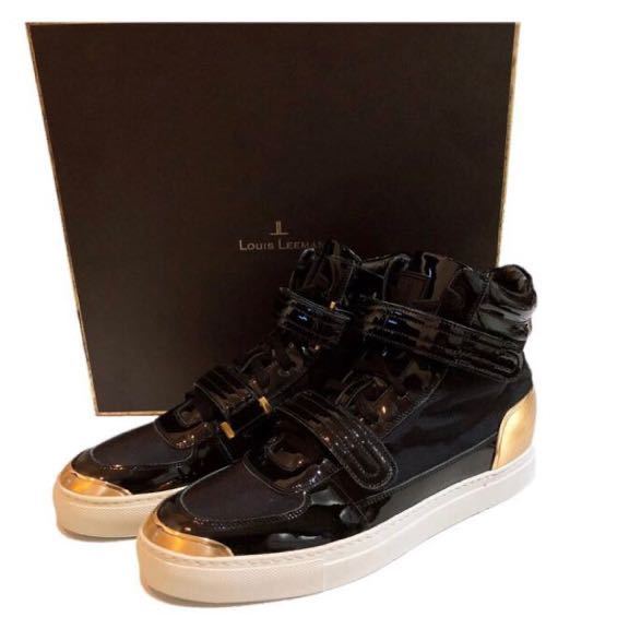 【新品】 LOUIS LEEMAN ルイスリーマン LL0221 スニーカー 靴 ハイカット メンズ ブラック ゴールド 39 25cm 展示品 正規品
