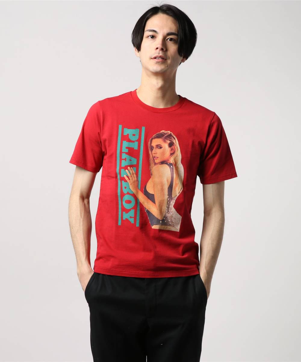 即決 新品 定価10,780円 ヒステリックグラマー × PLAYBOY プレイボーイ MISS MONICA SIMS ガールプリント Tシャツ_画像1