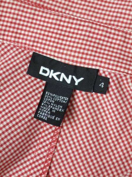  as good as new / Donna Karan DKNY stylish no sleeve blouse inscription 4 number (9 number corresponding ) red / red silver chewing gum check pattern spring summer oriented tops lady's 