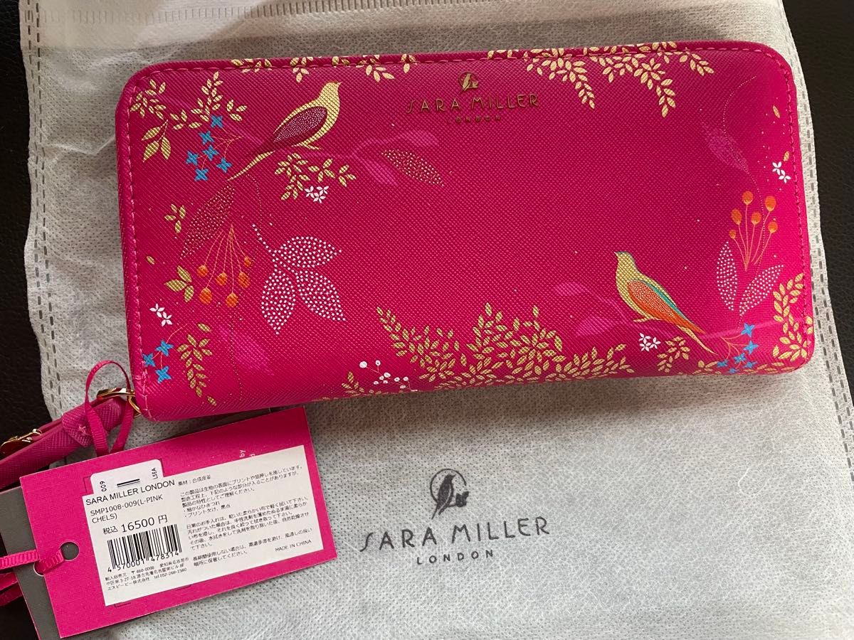 新品SARA MILLER サラミラー ロンドン長財布 ウォレット ピンクバード 新品SARA MILLER サラミラー ロンドン長財布 ウォレット ピンク