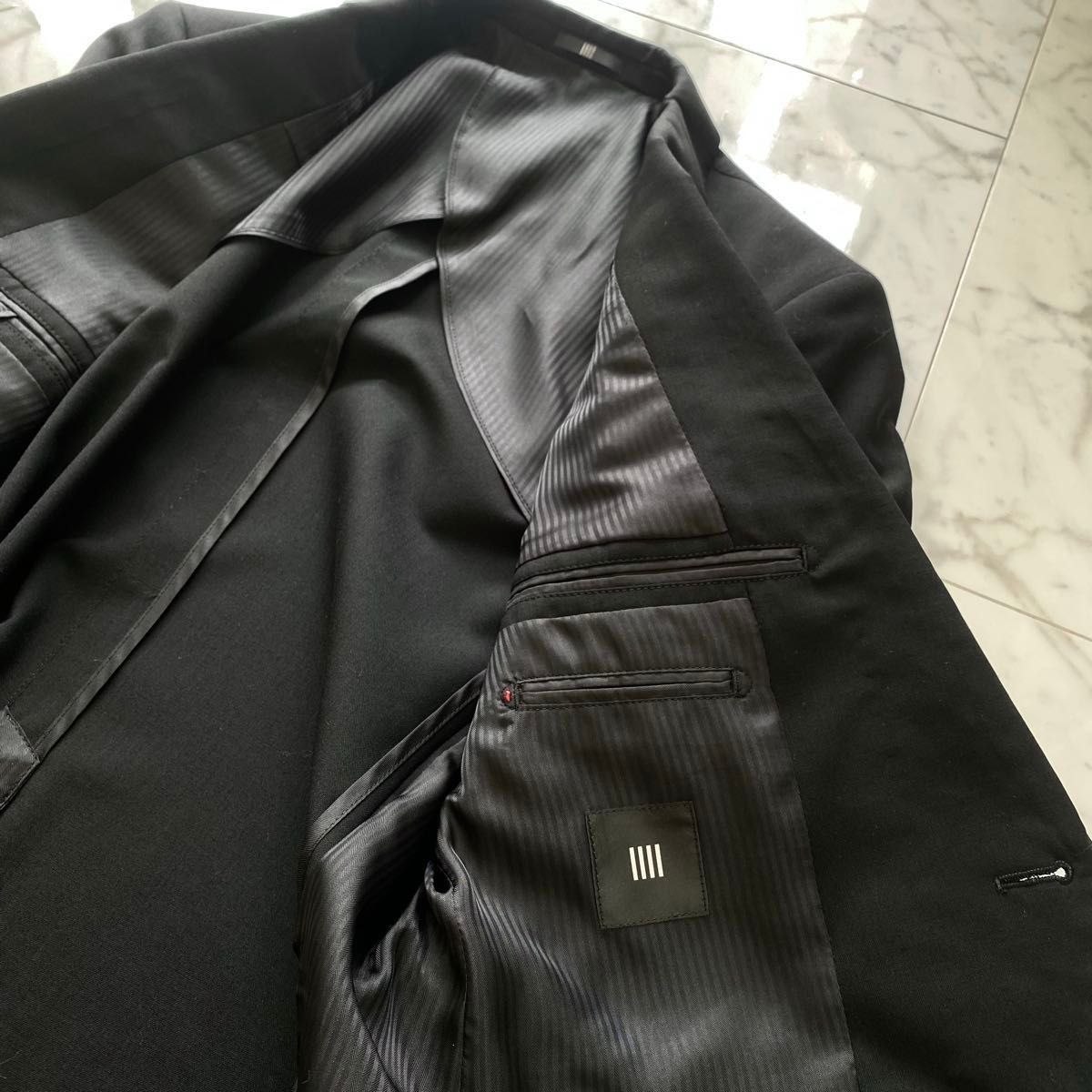 美品】SUIT SELECT AB6 黒 無地 スリーシーズン背抜きスーツ