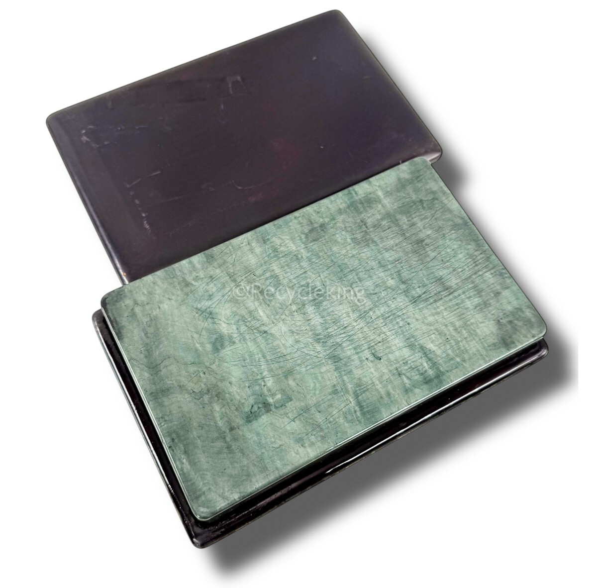 中国 松花江緑石 硯板 塗木蓋台座付 2kg 20x12.5cm 古硯 唐硯 書