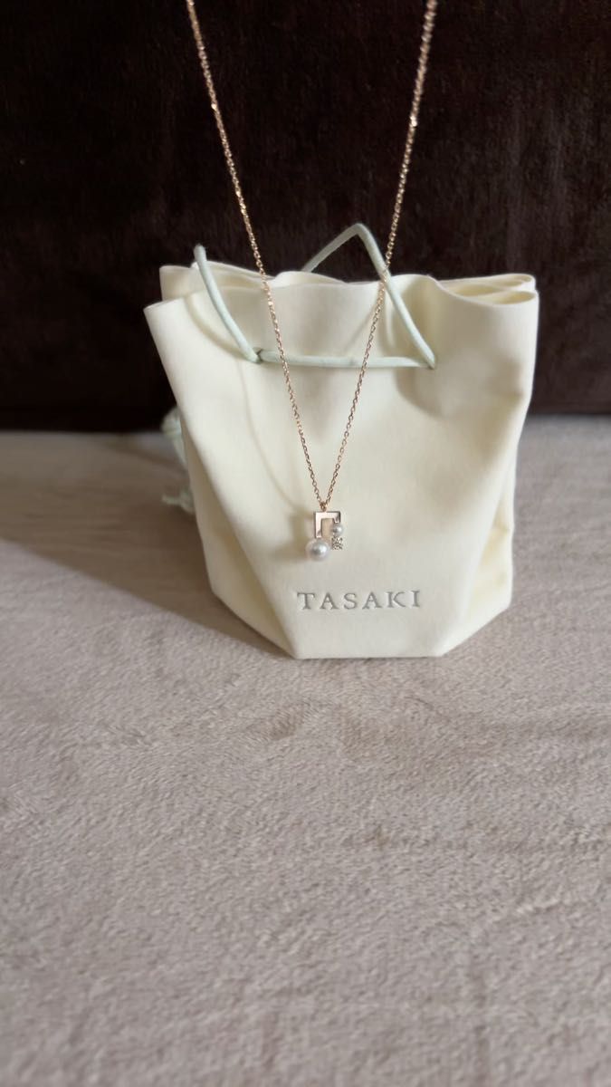 新品未使用 TASAKIタサキ プチバランス ノート ネックレス ペンダント サクラゴールド アコヤ真珠 K18PG 750