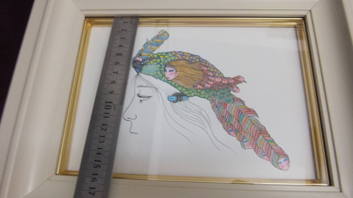 競売 島谷 晃 「水色の髪飾り」「真作 原画 アクリル画 Shimaya Akira 版画